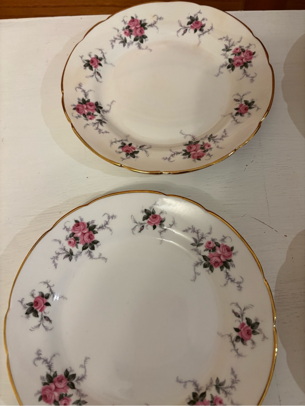 Rare 1969 Centenary Dessert China Set of 6 Plates Floral Roses Gold Trim England - Picture 3 of 7